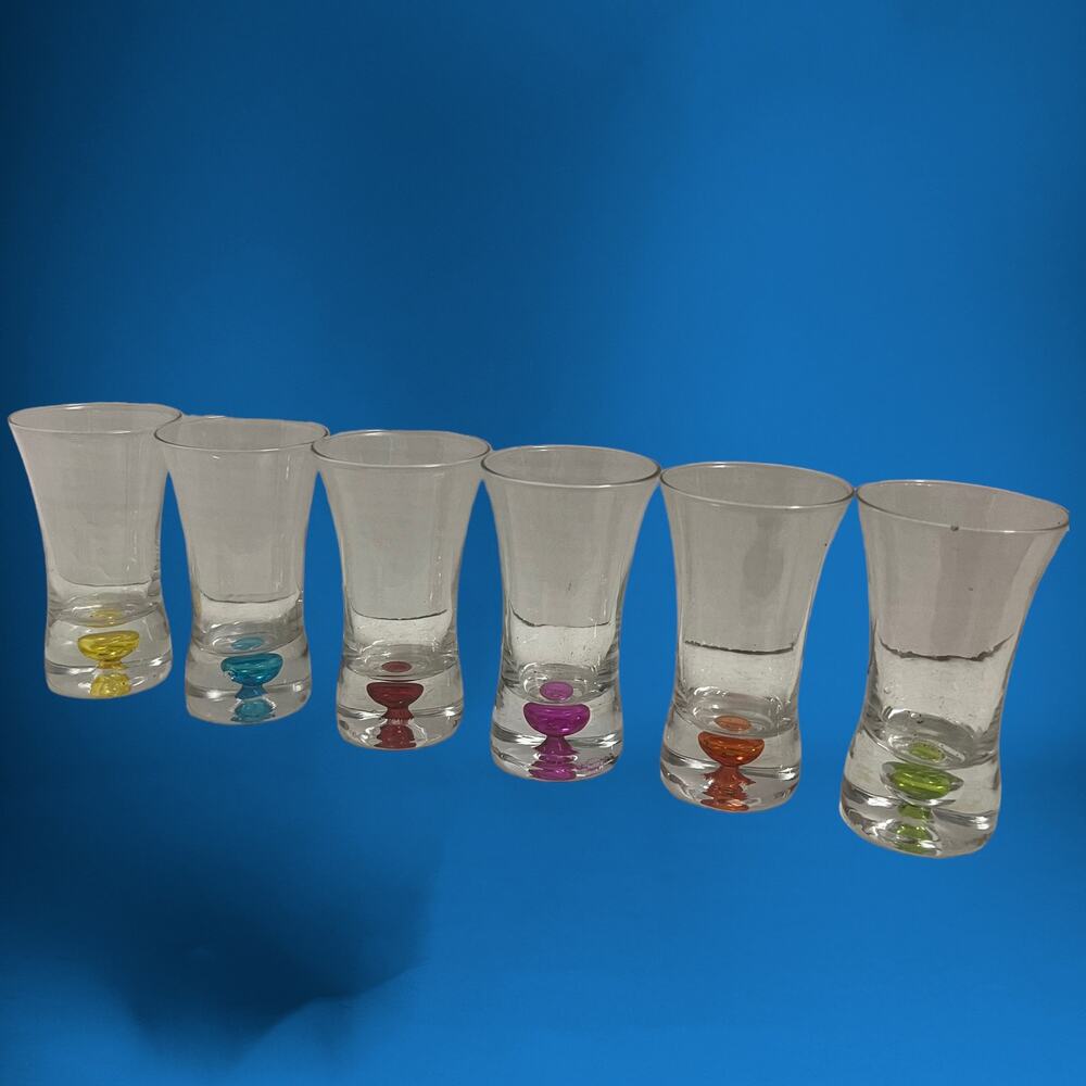 Rainbow Pride Glass Blown Color Bubble Set of 6 Shot Glasses June Drank